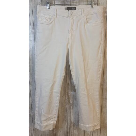 KUT FROM THE KLOTH White Amy Crop Straight Leg Jeans Size 14 - Picture 1 of 9